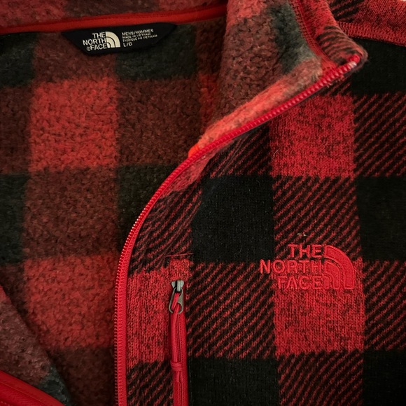 North Face red plaid quarter zip - Picture 5 of 6
